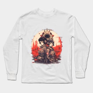 Comic-Style: AI Cyborg Robot Sisters and the Apocalypse Long Sleeve T-Shirt